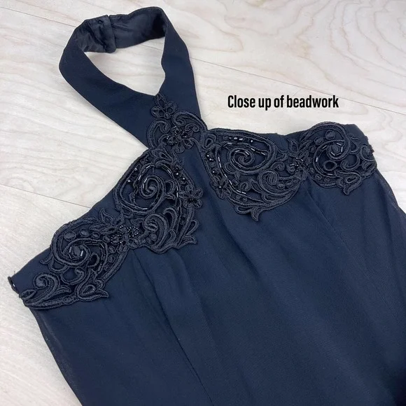 Vintage 1990s Black Halter Mini Skater Dress - Picture 5 of 8